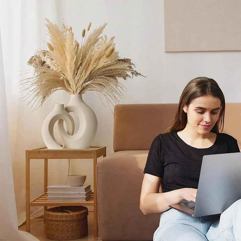 Enkla Vita Dekorvaser Set Modernt Hem