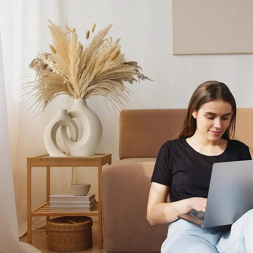 Enkla Vita Dekorvaser Set Modernt Hem